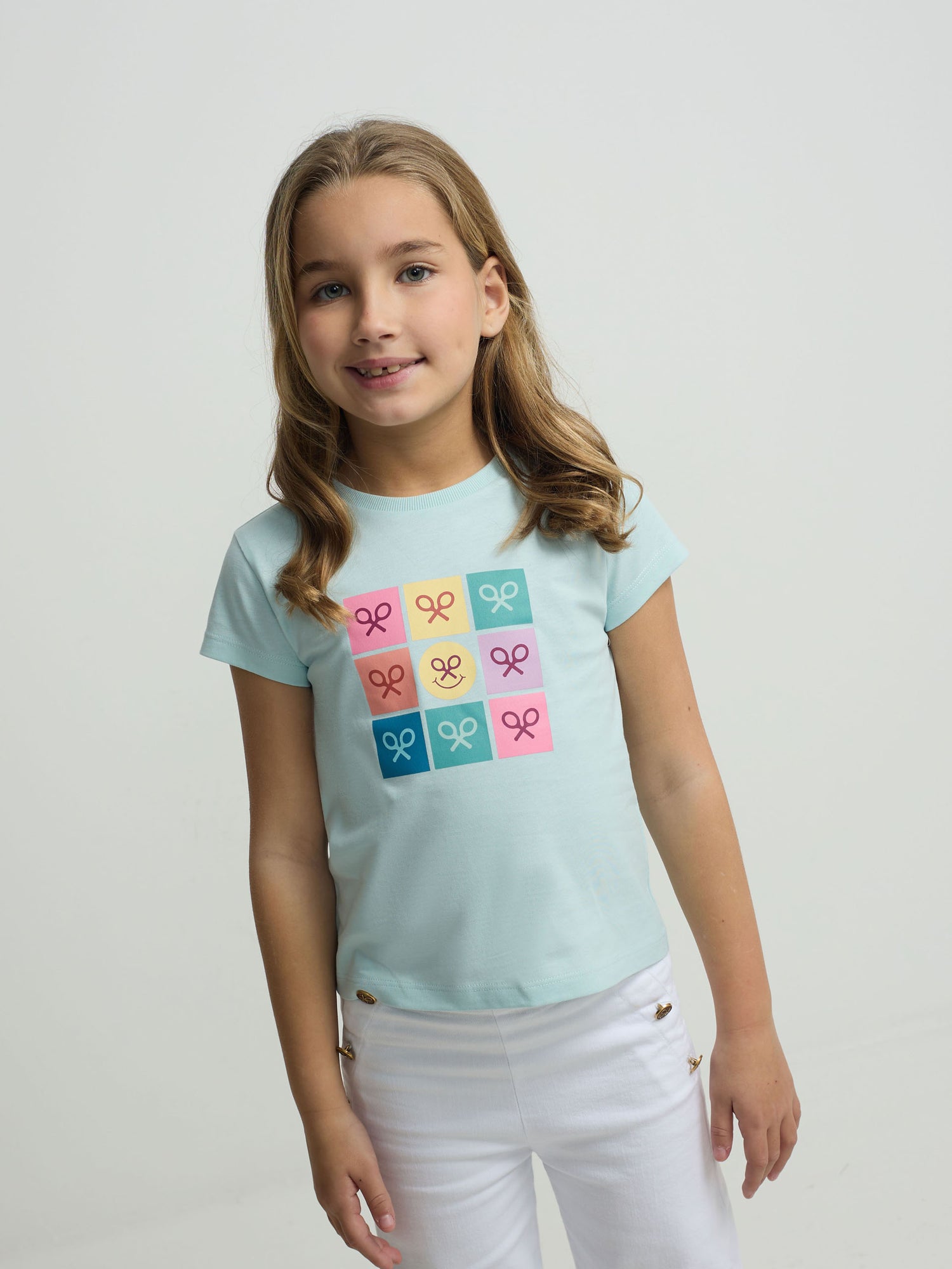 Camiseta girl raquetas multicolor azul