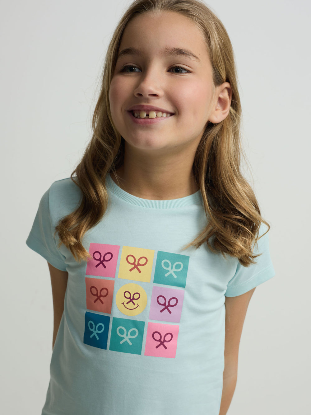 T-shirt menina raquetes multicolor azul