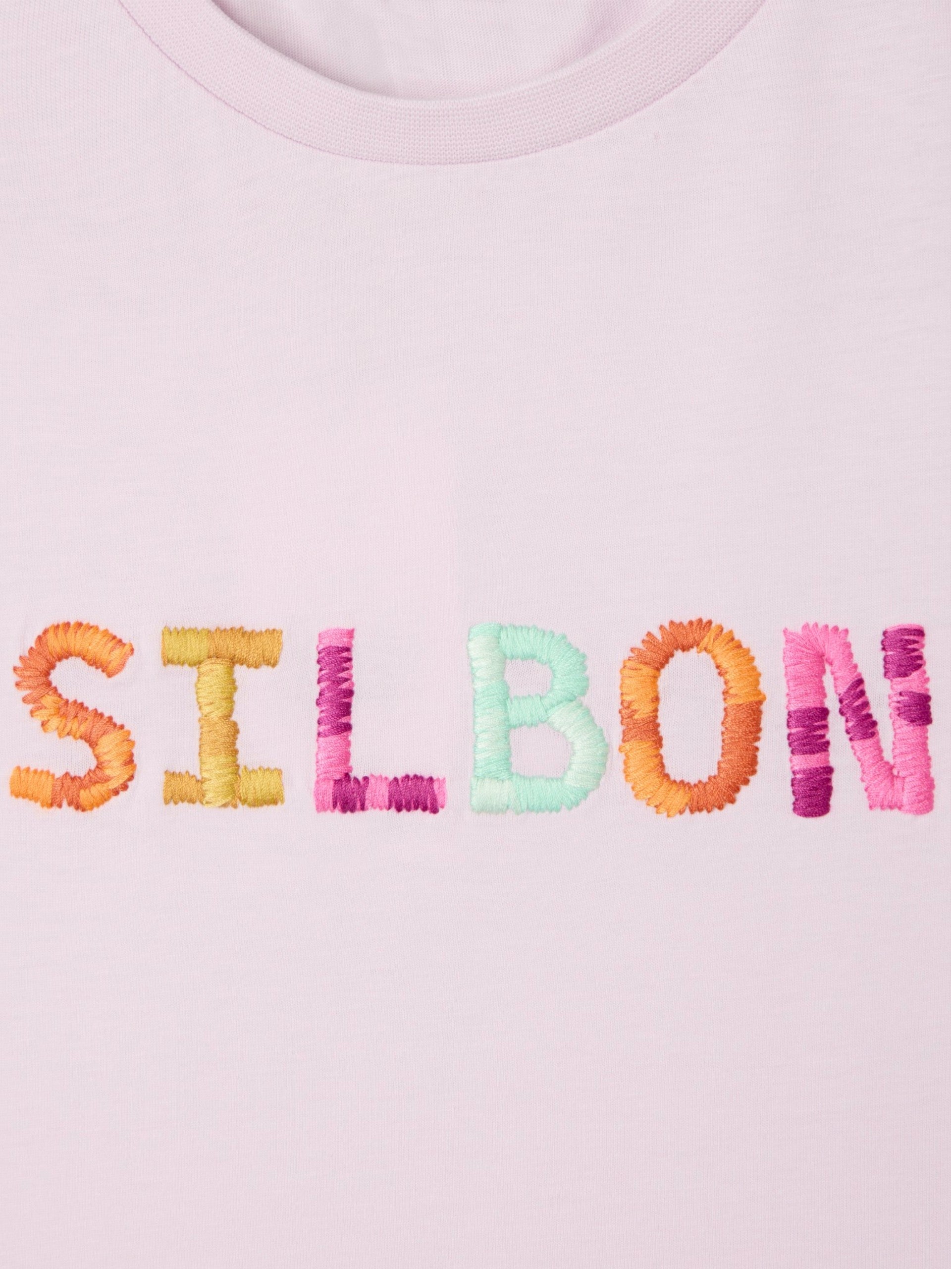 T-shirt girl bordados silbon lilás