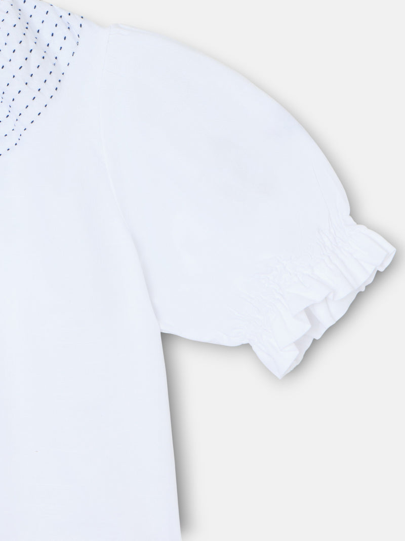 Camisa de menina franzida em linho branco