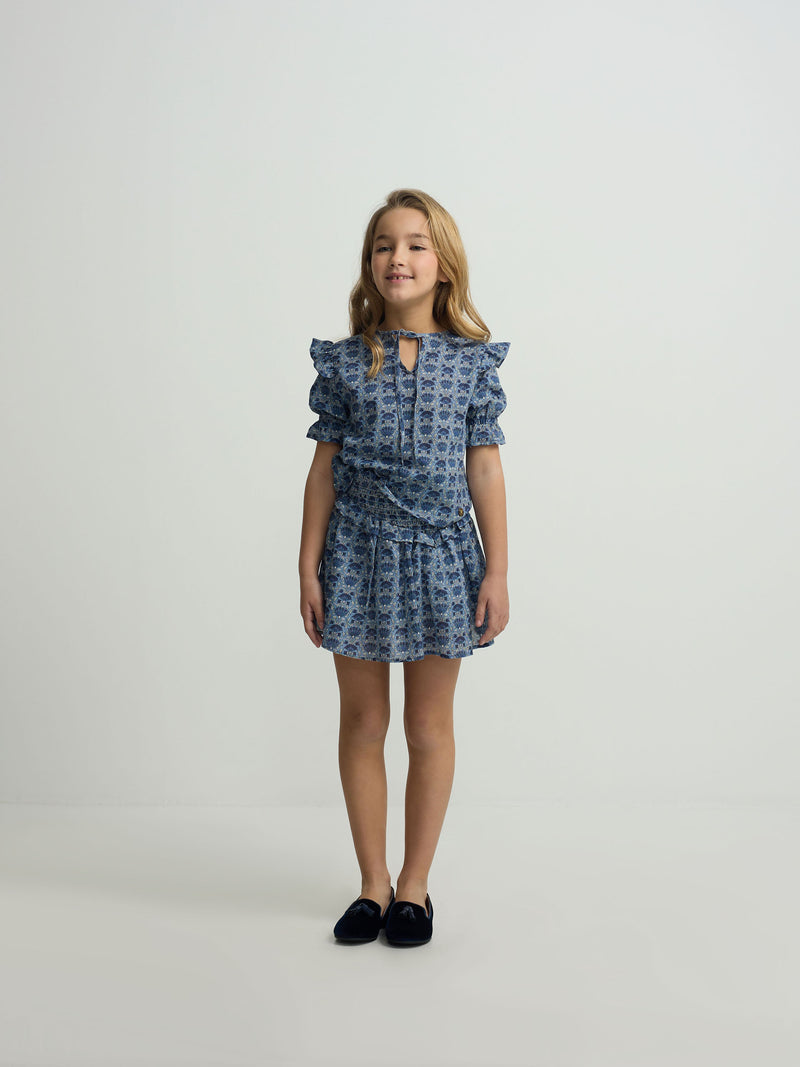 Saia menina estampado azul