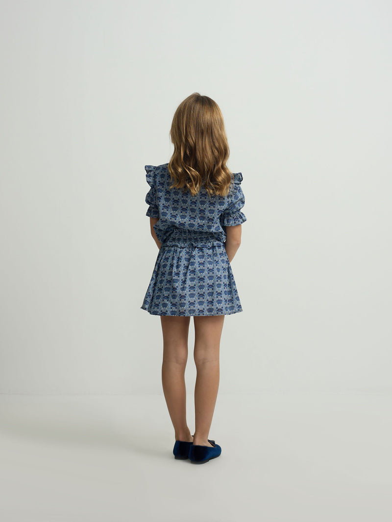 Saia menina estampado azul