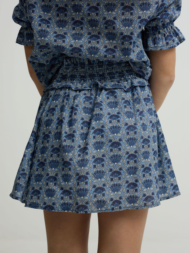 Saia menina estampado azul