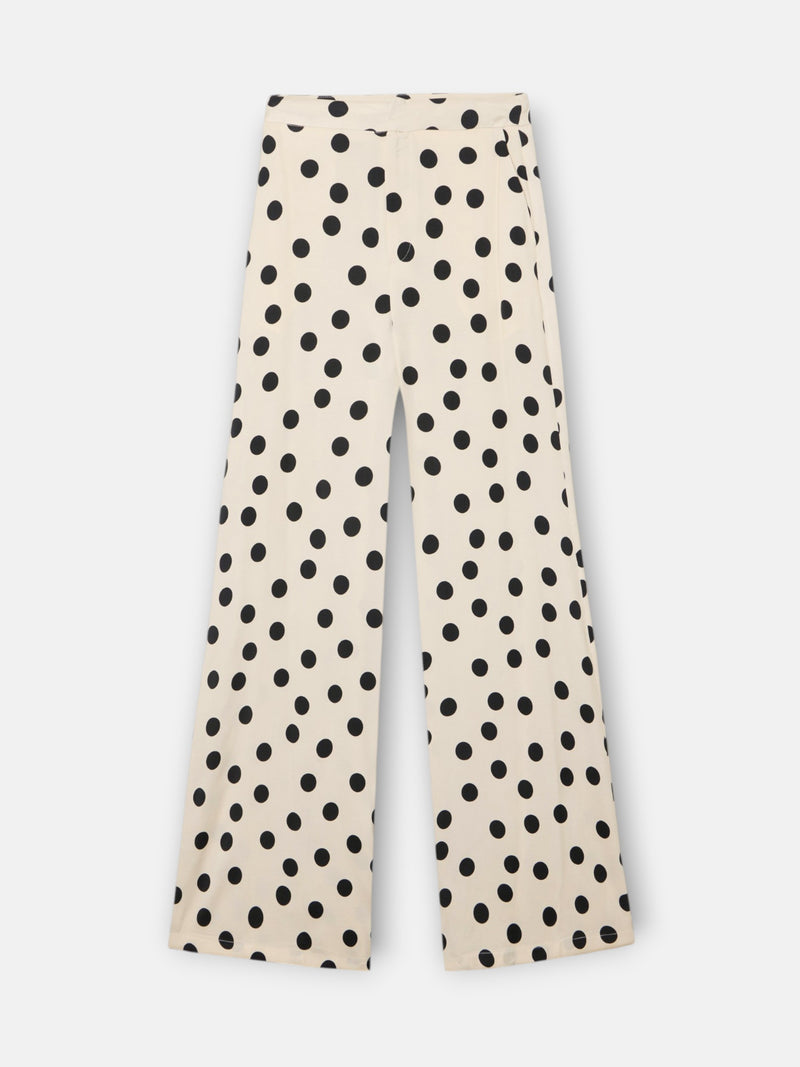 Pantalon habillé palazzo à pois noir