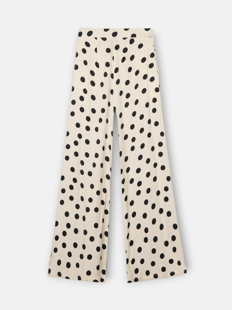 Pantalon habillé palazzo à pois noir