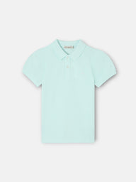 Light green puff sleeve girl polo