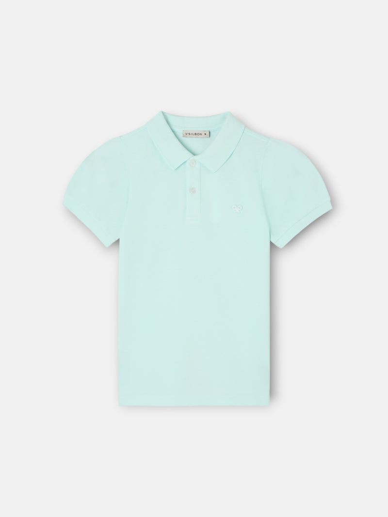 Polo fille à manches bouffantes vert clair