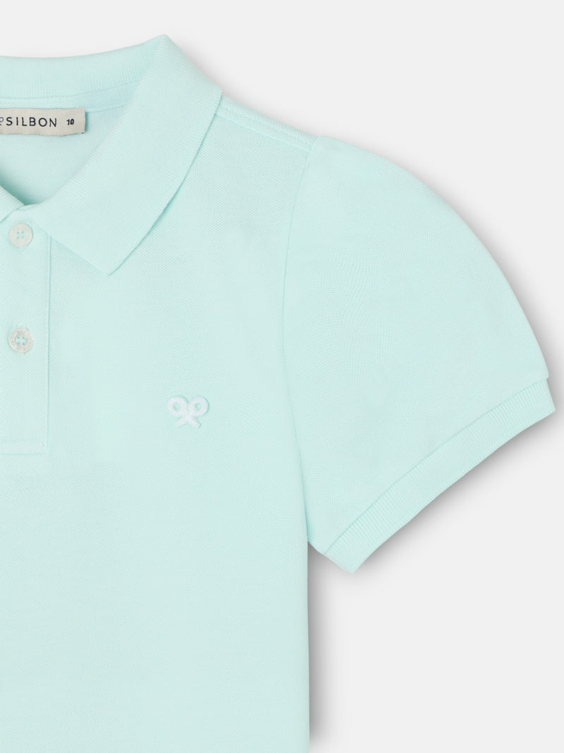 Polo fille à manches bouffantes vert clair