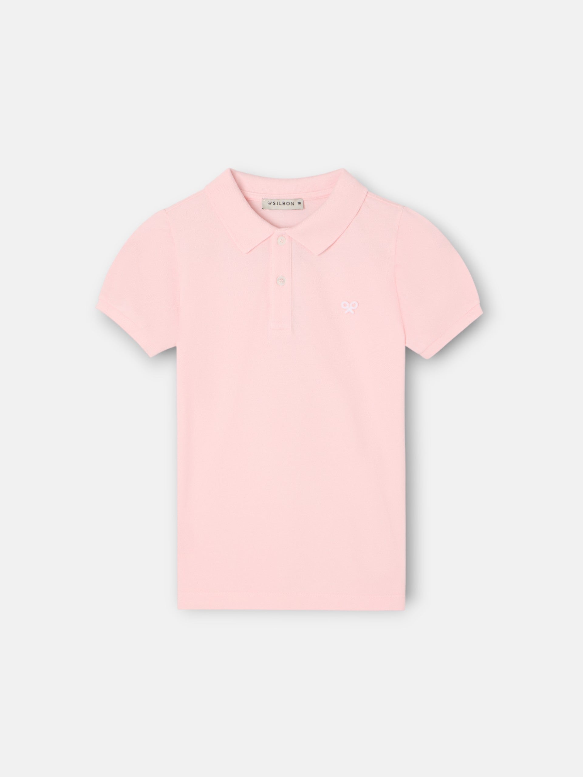 light pink puff-sleeved polo shirt for girls