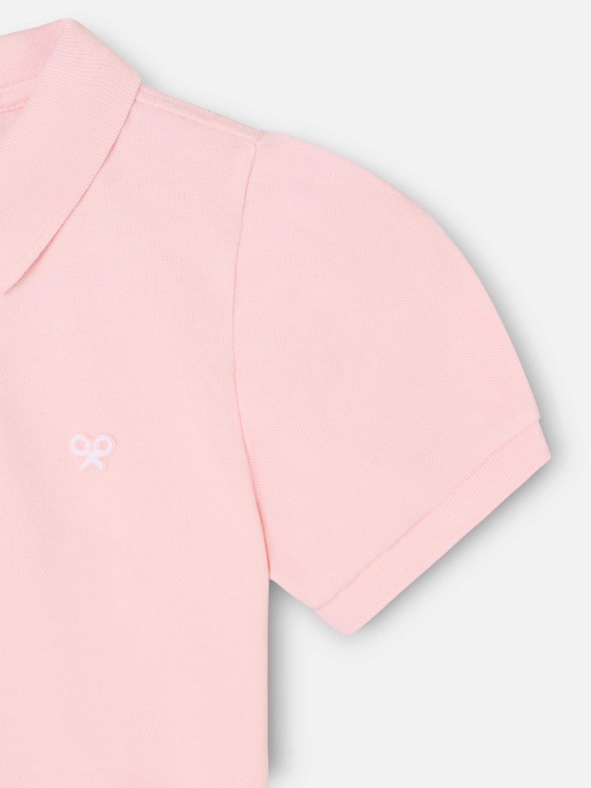 light pink puff-sleeved polo shirt for girls