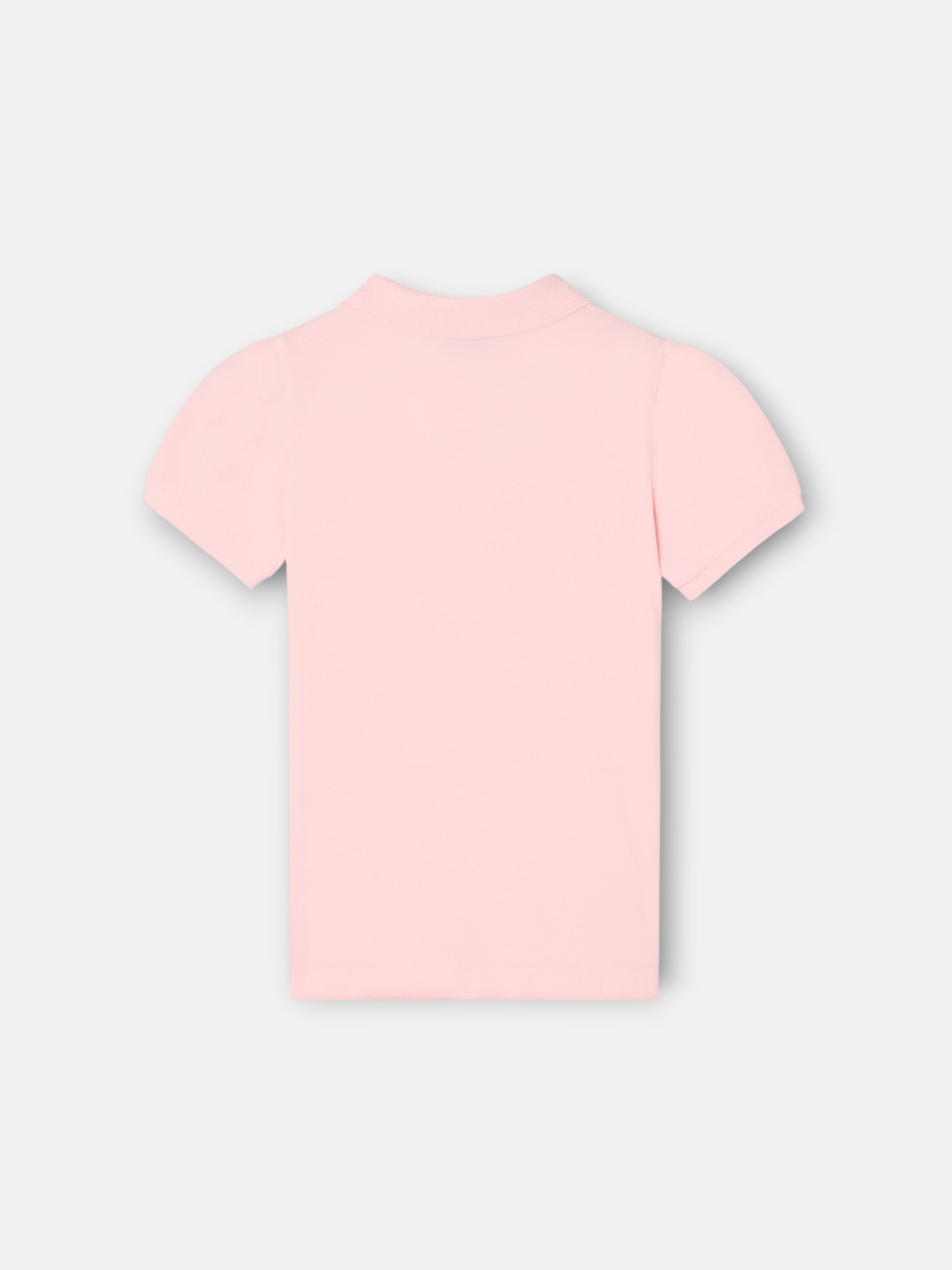 light pink puff-sleeved polo shirt for girls