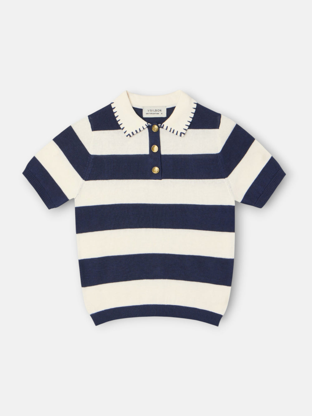 Polo girl punto manga corta azul y blanco