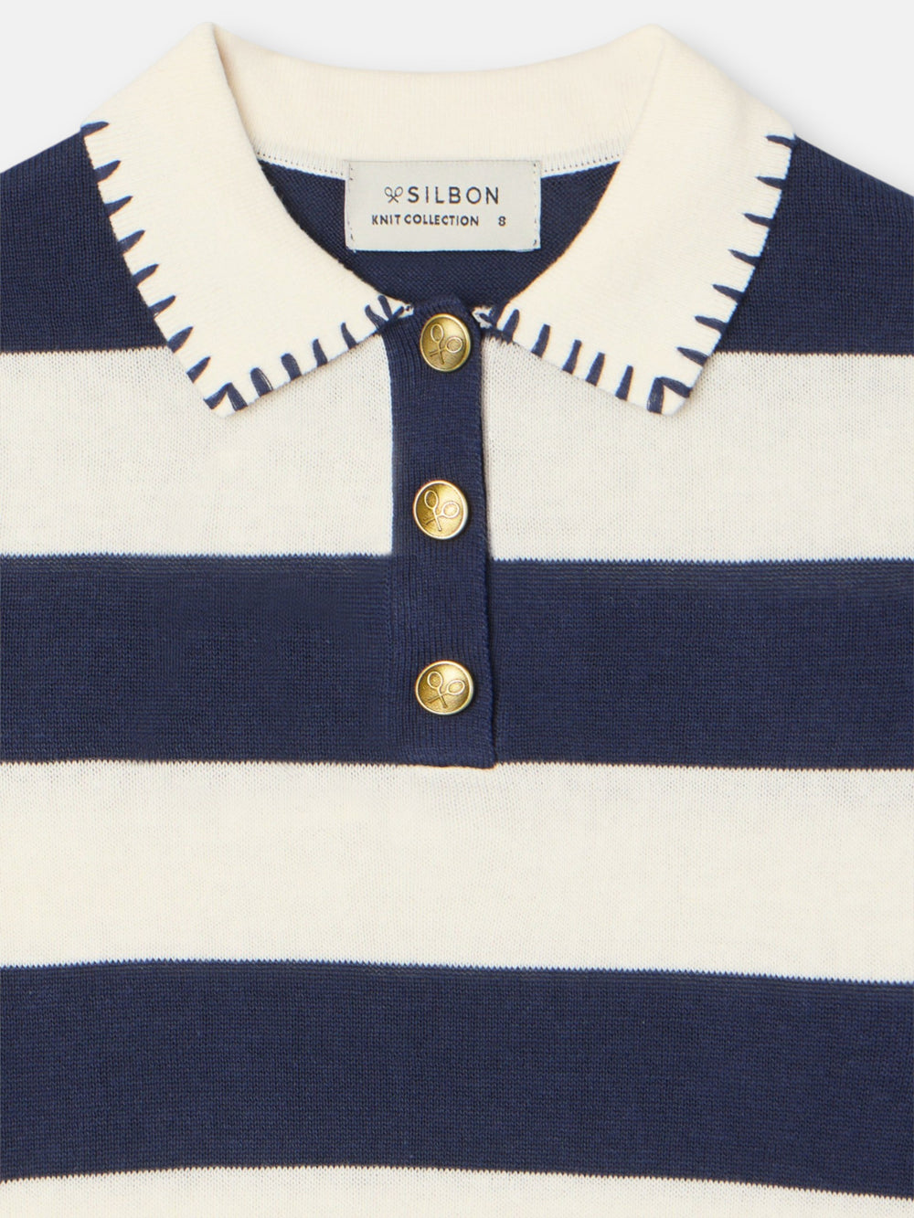 Polo girl punto manga corta azul y blanco