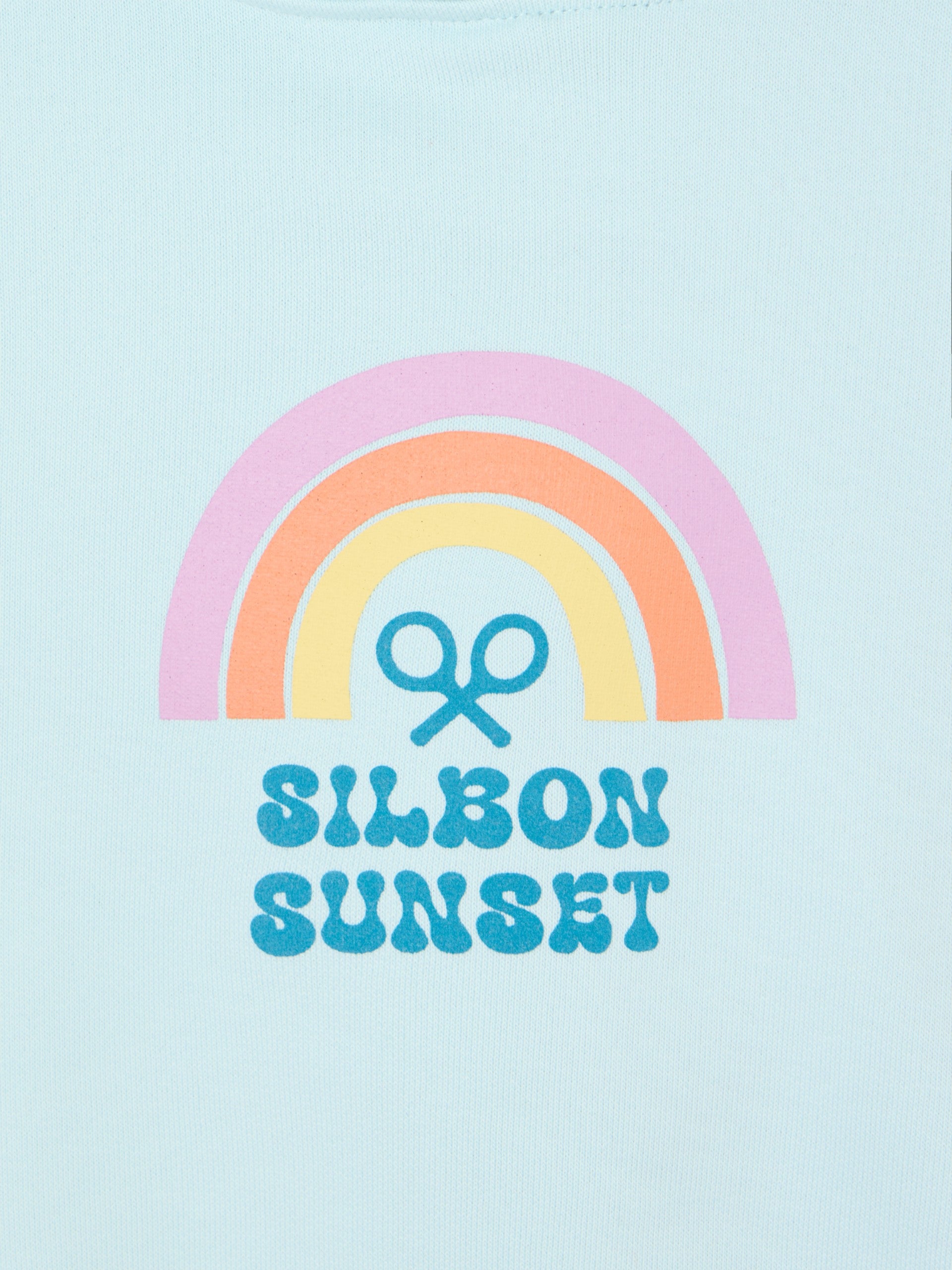 Silbon Sunset Light Blue Hooded Sweatshirt for Girls