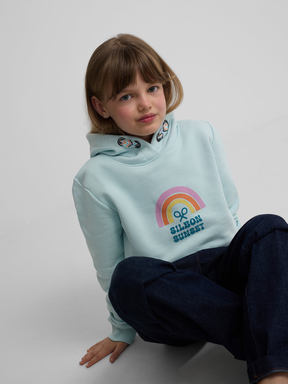 Sudadera girl capucha silbon sunset celeste