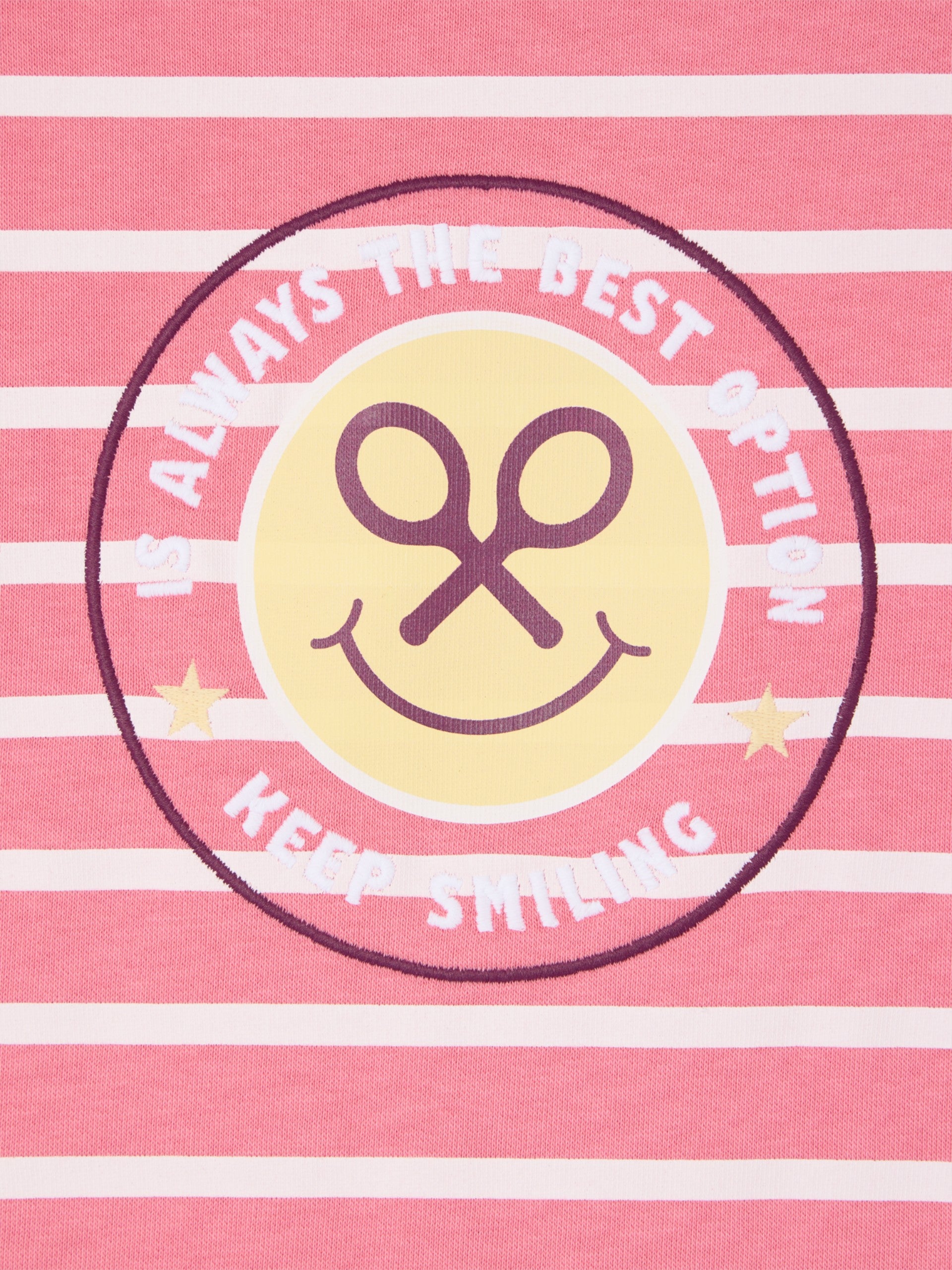 Sweat fille épaulettes rayées rose