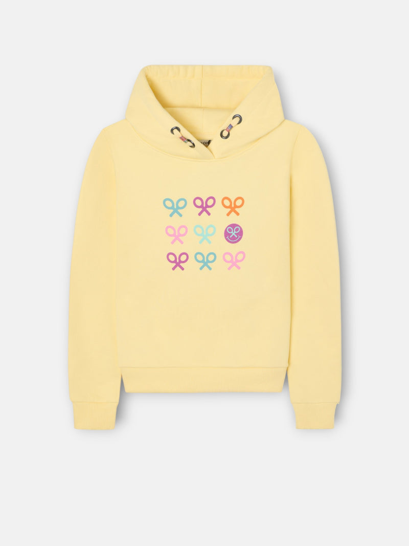 Sweat-shirt fille raquettes multicolores jaune