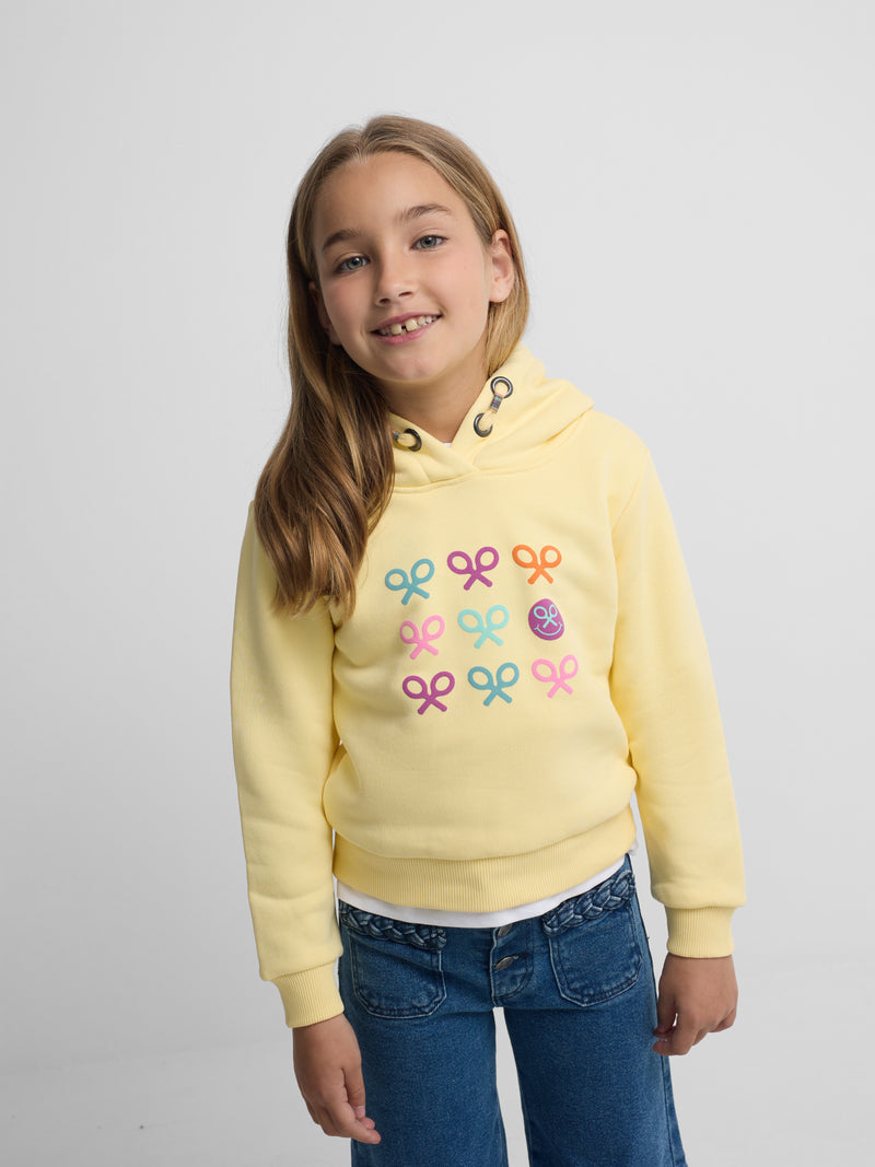 Sweat-shirt fille raquettes multicolores jaune
