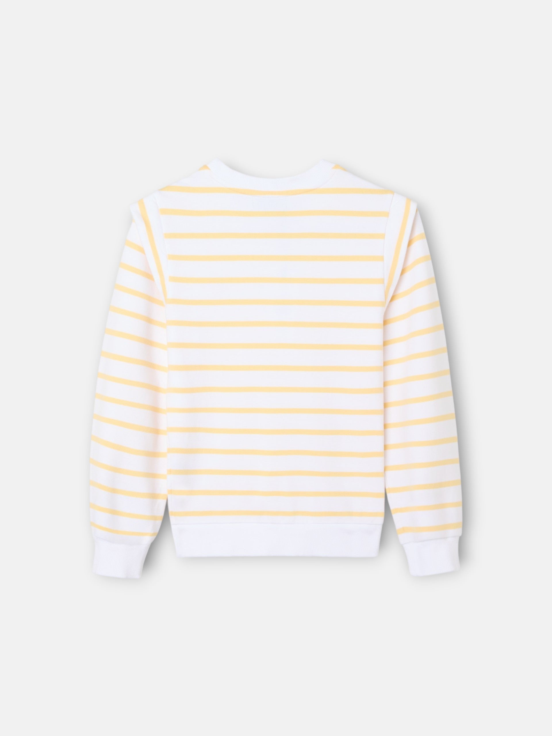 Sweat-shirt fille épaulettes jaune et écru