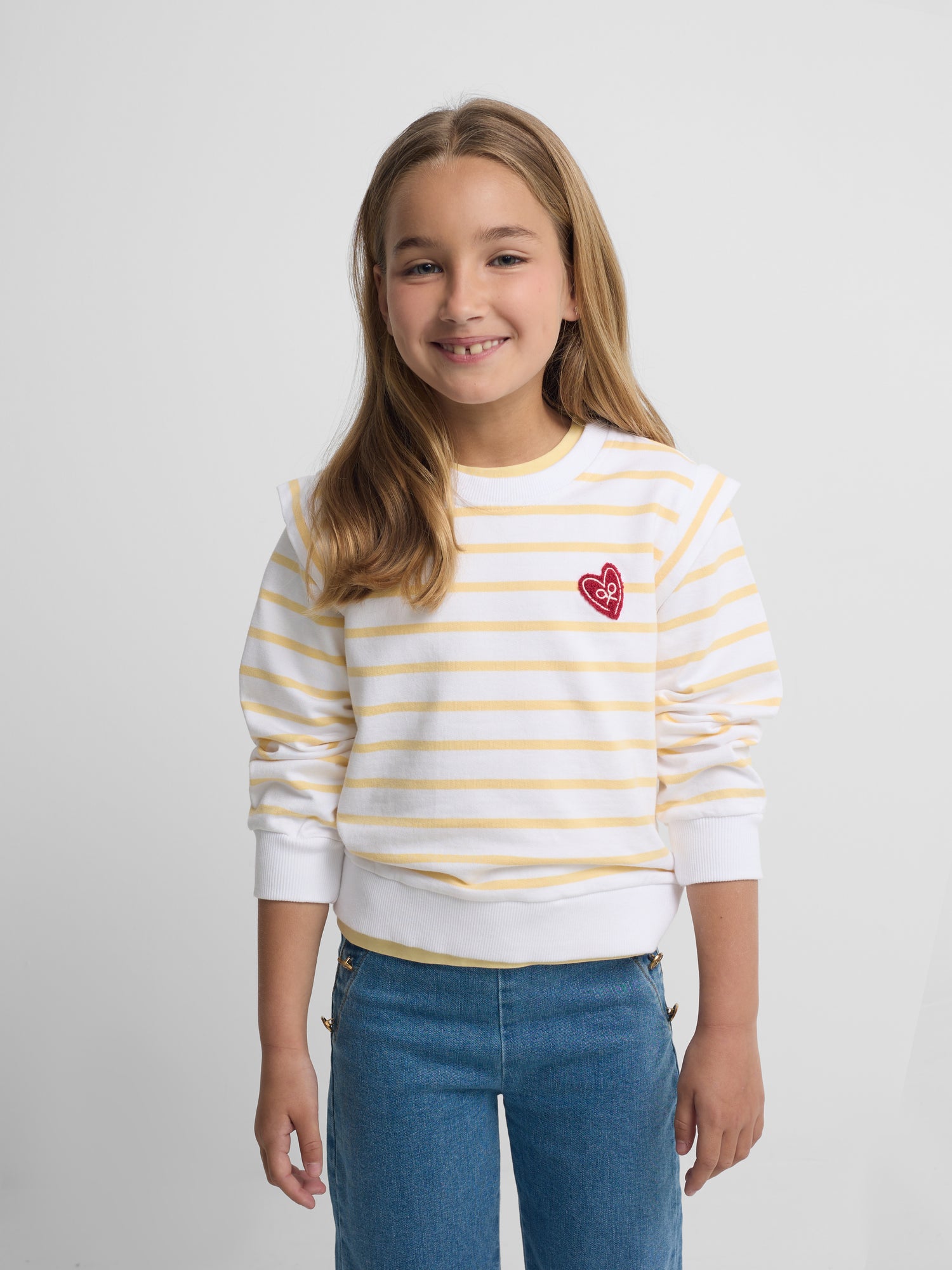 Sweatshirt girl ombreiras amarelo e cru