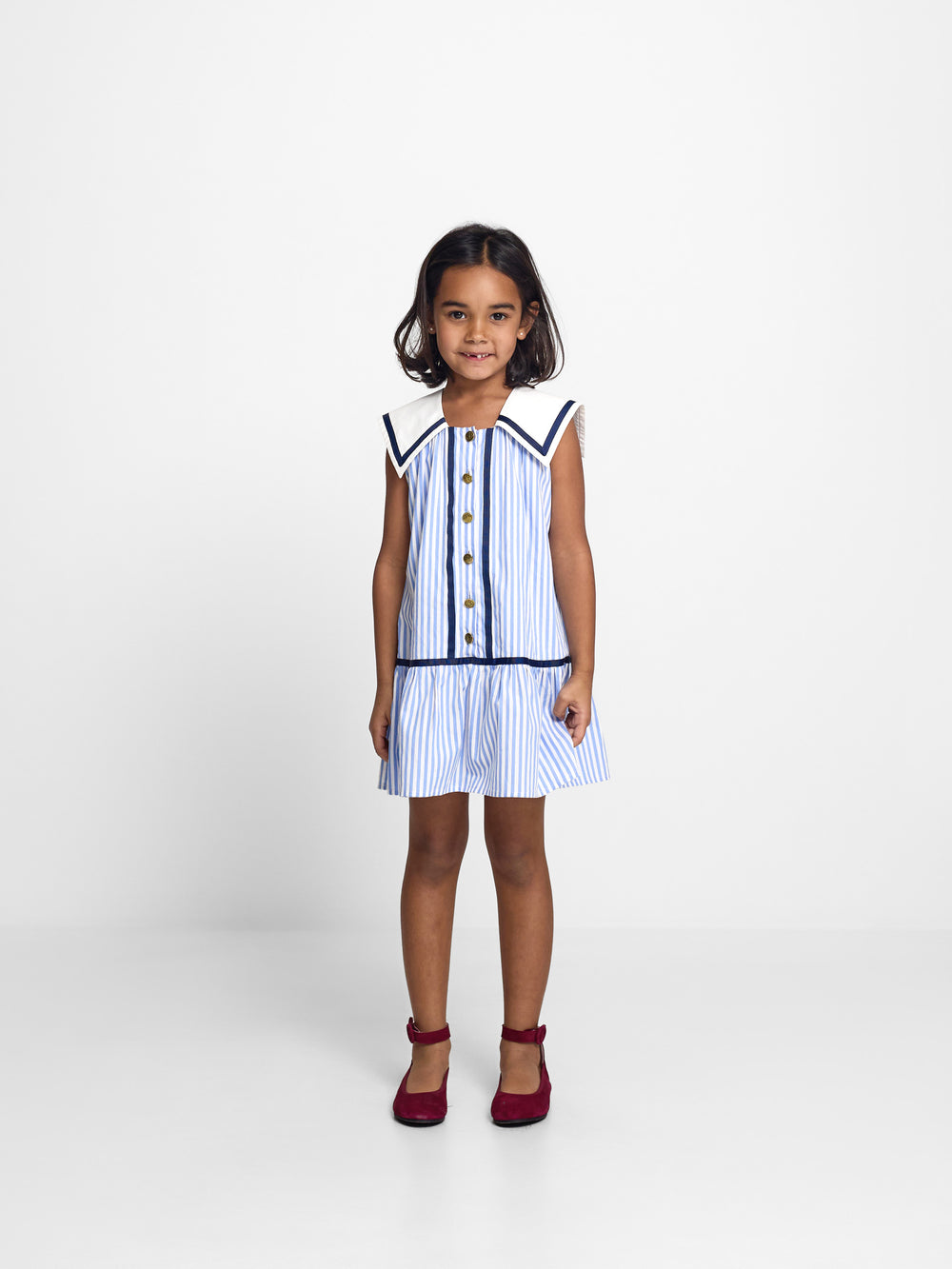 Girl's sailor dress with blue stripes