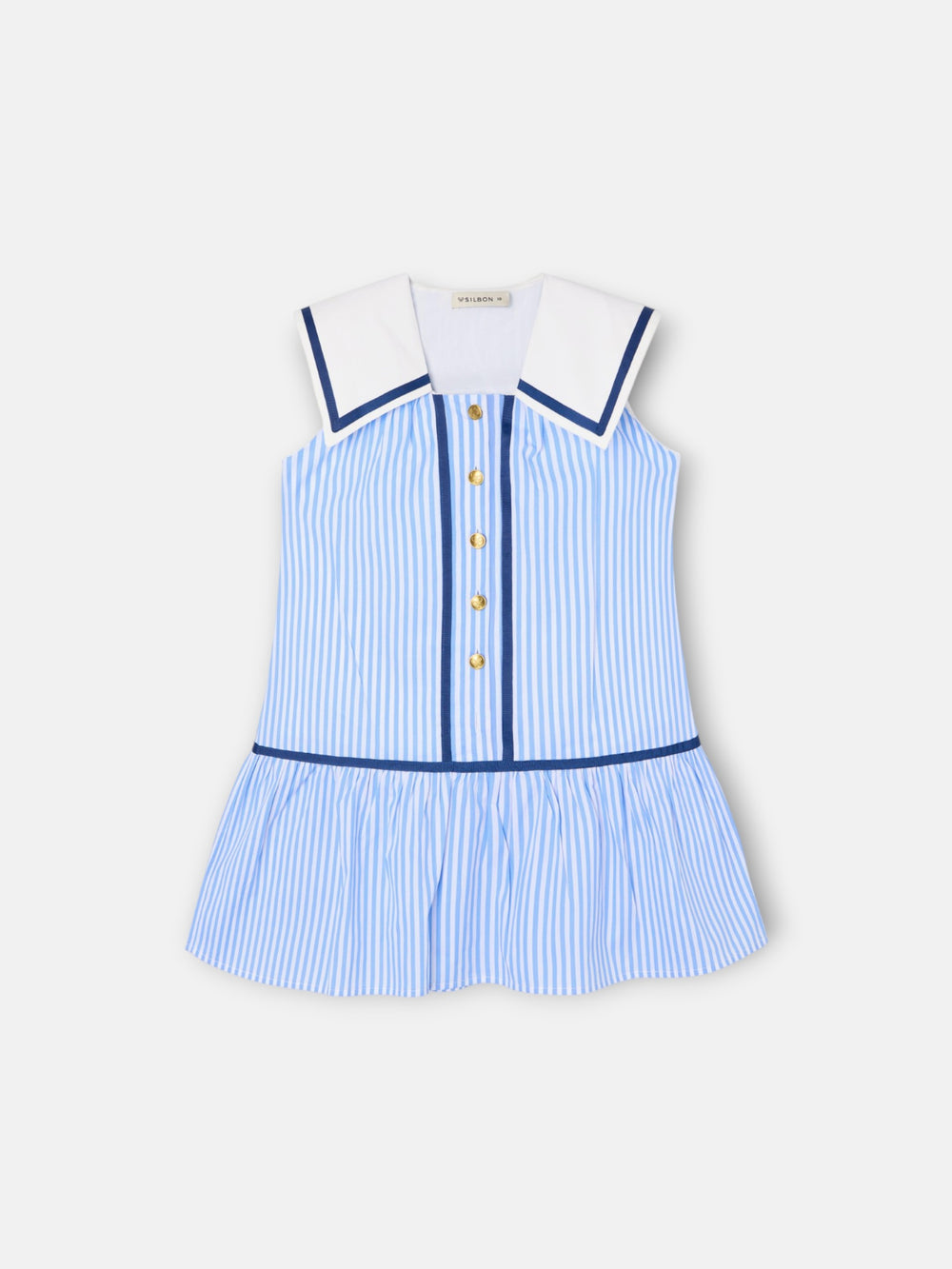 Sailor girl dress with blue stripes