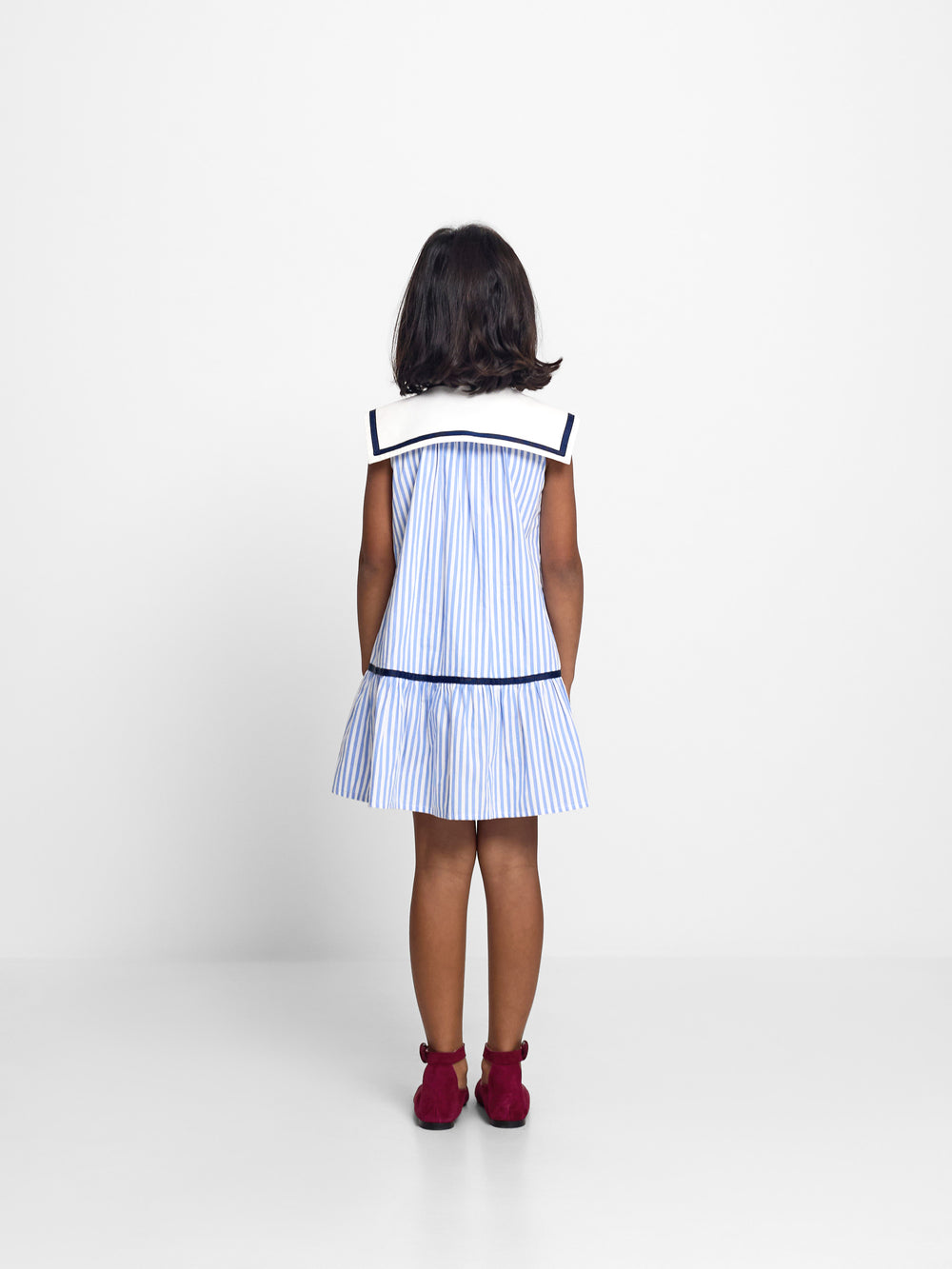 Girl's sailor dress with blue stripes