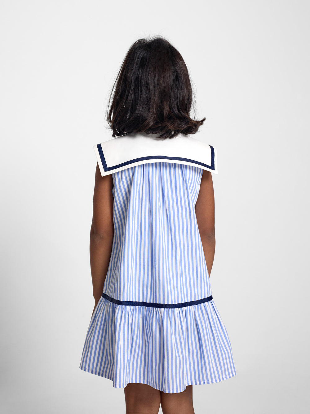 Girl's sailor dress with blue stripes