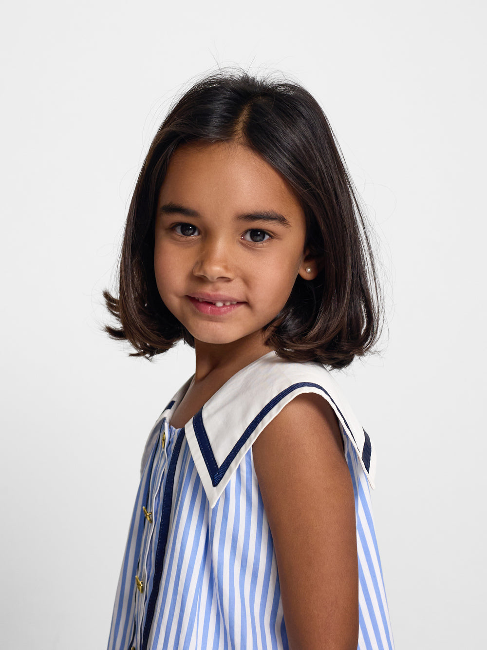 Girl's sailor dress with blue stripes
