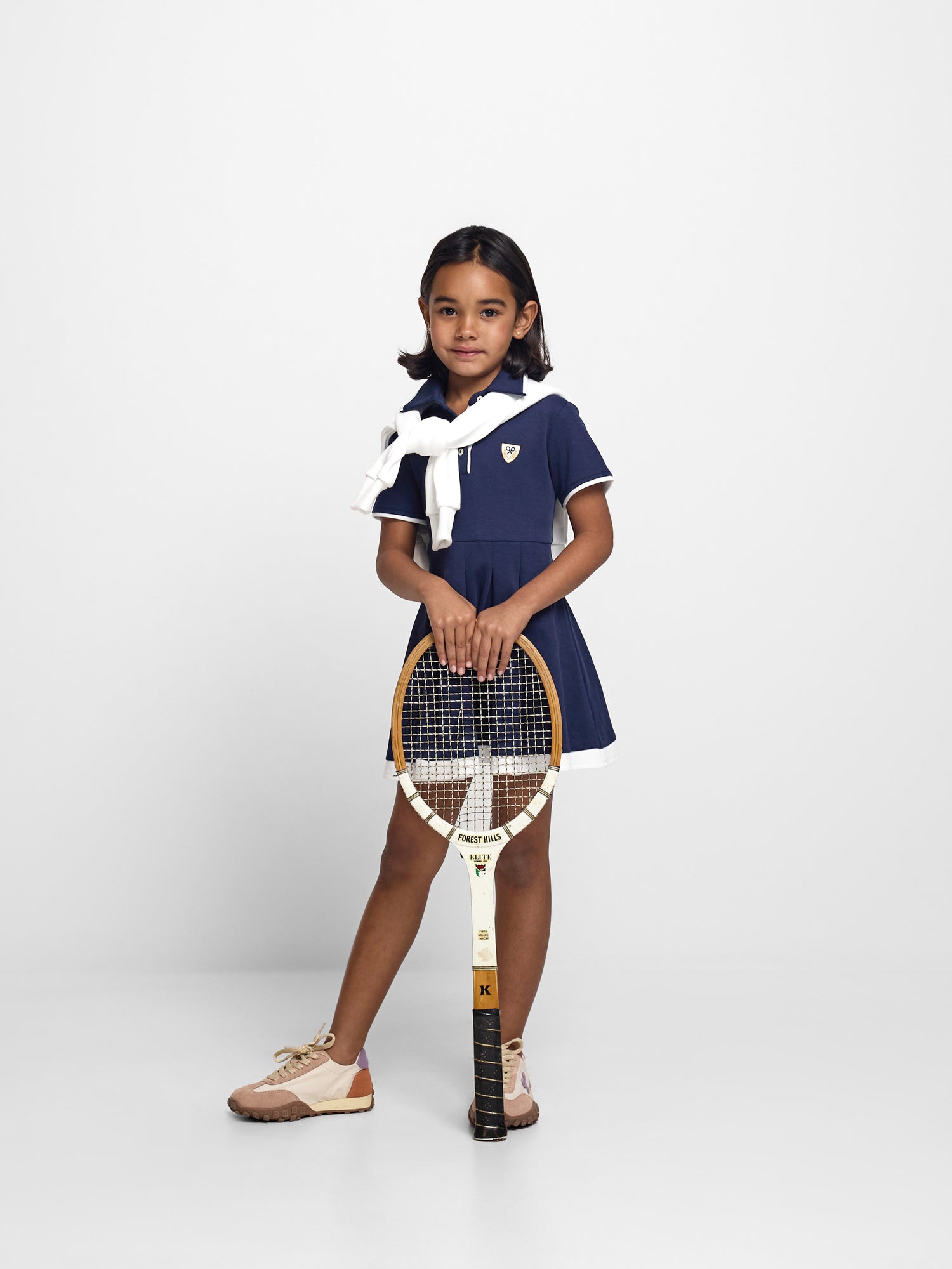 Navy blue knit girl dress