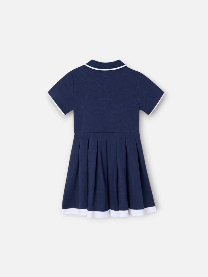 Vestido de menina em malha azul-marinho