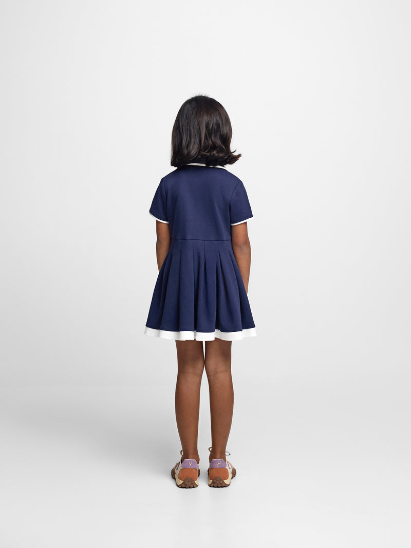 Vestido de menina em malha azul-marinho