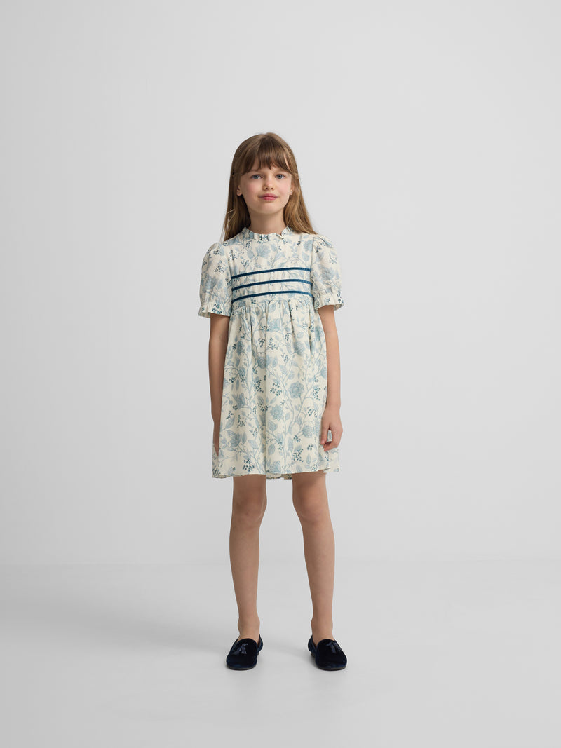 Robe fille habillée imprimé bleu ciel