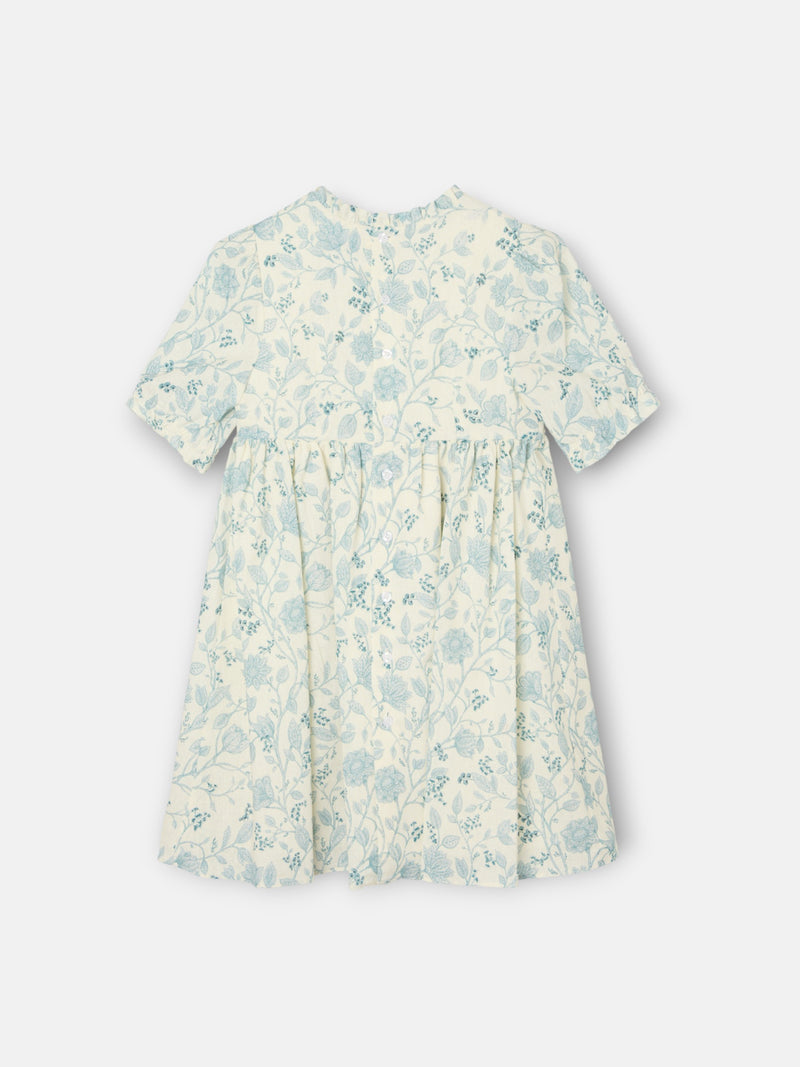 Robe fille habillée imprimé bleu ciel