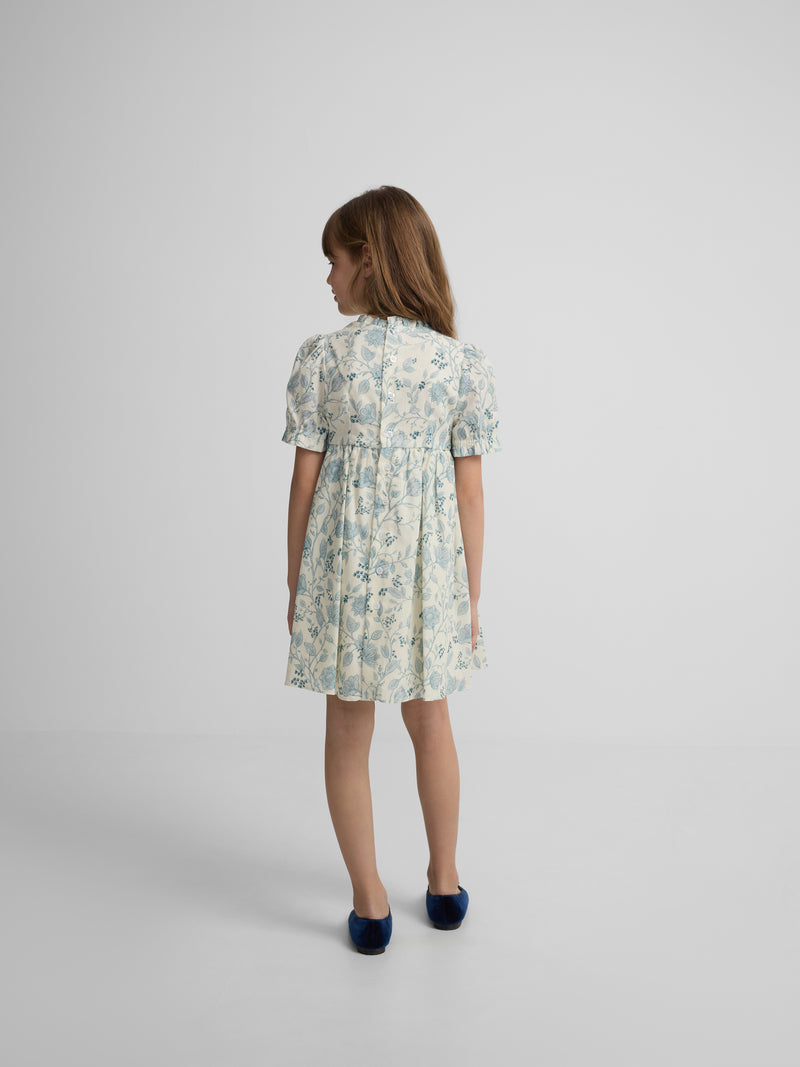Robe fille habillée imprimé bleu ciel