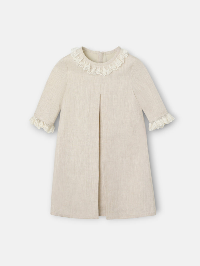 Robe fille habillée beige