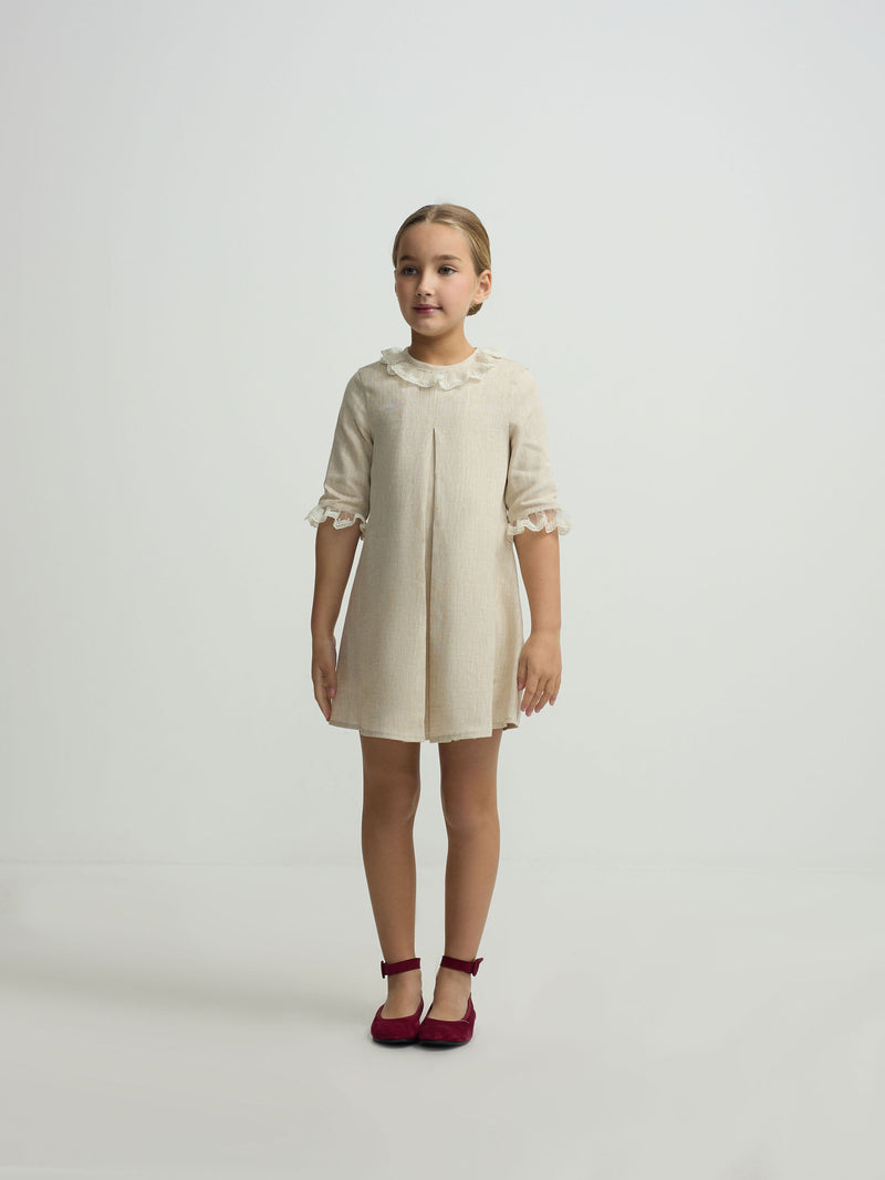Robe fille habillée beige