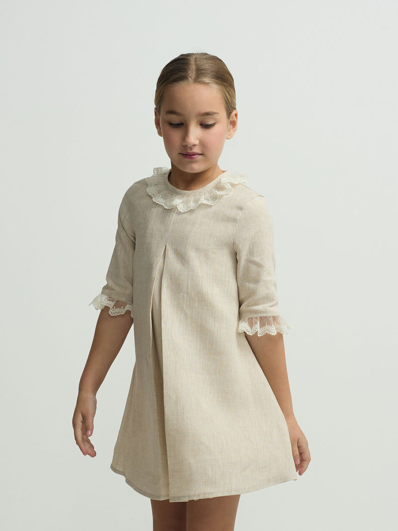 Robe fille habillée beige