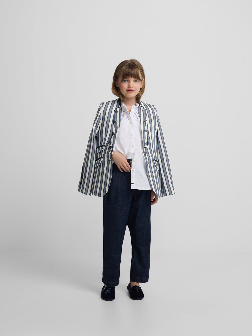 Blazer de menina marinheiro riscas azuis