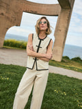 Straight linen trousers in raw color