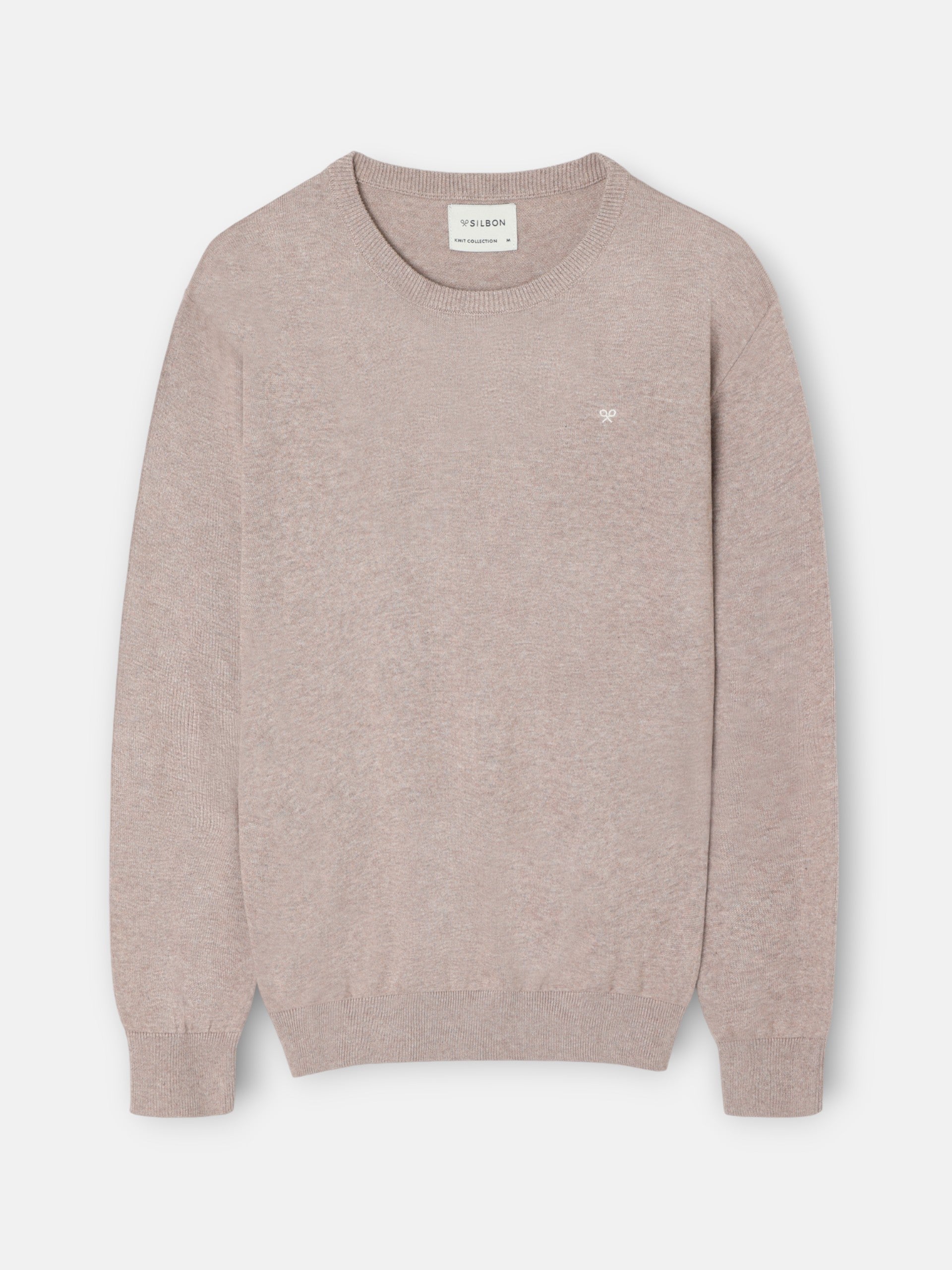 Jersey liso cuello caja beige medio