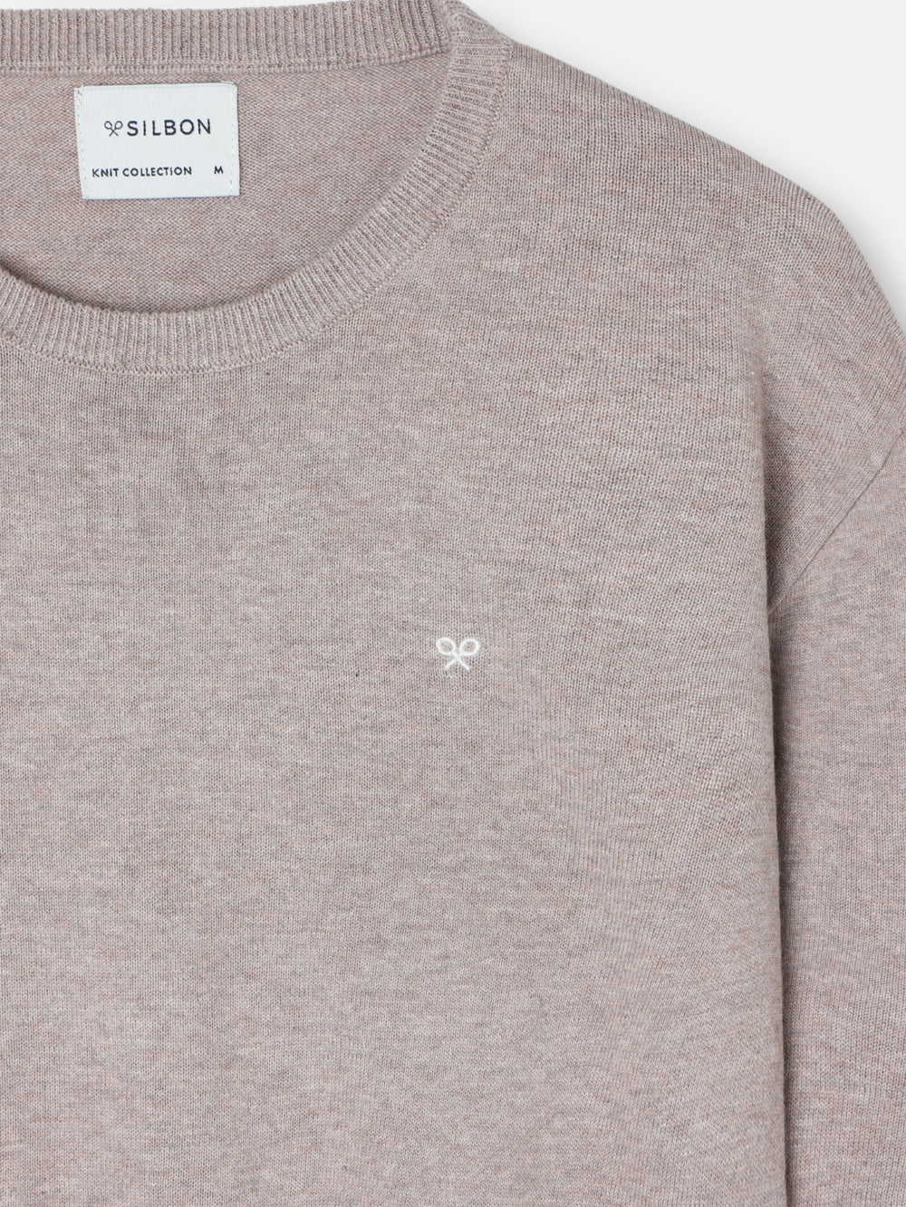 Jersey liso cuello caja beige medio