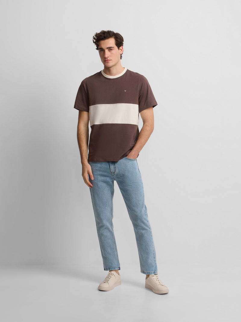 Horizontal stripe cruise t-shirt brown