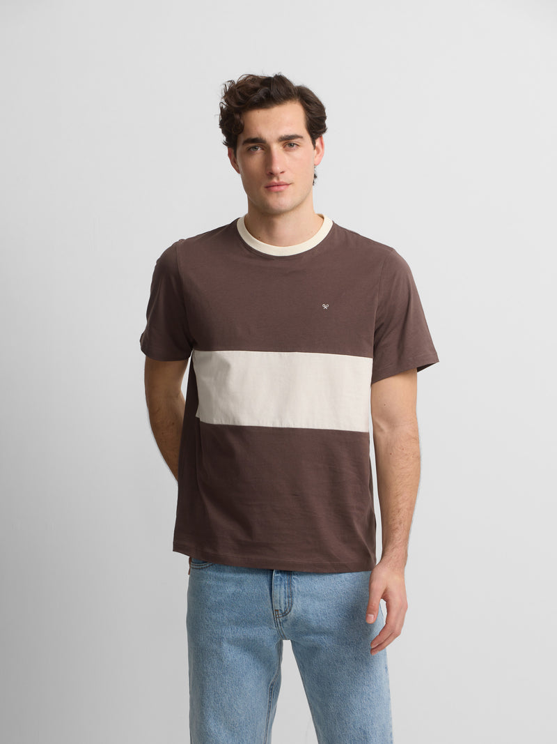 Horizontal stripe cruise t-shirt brown