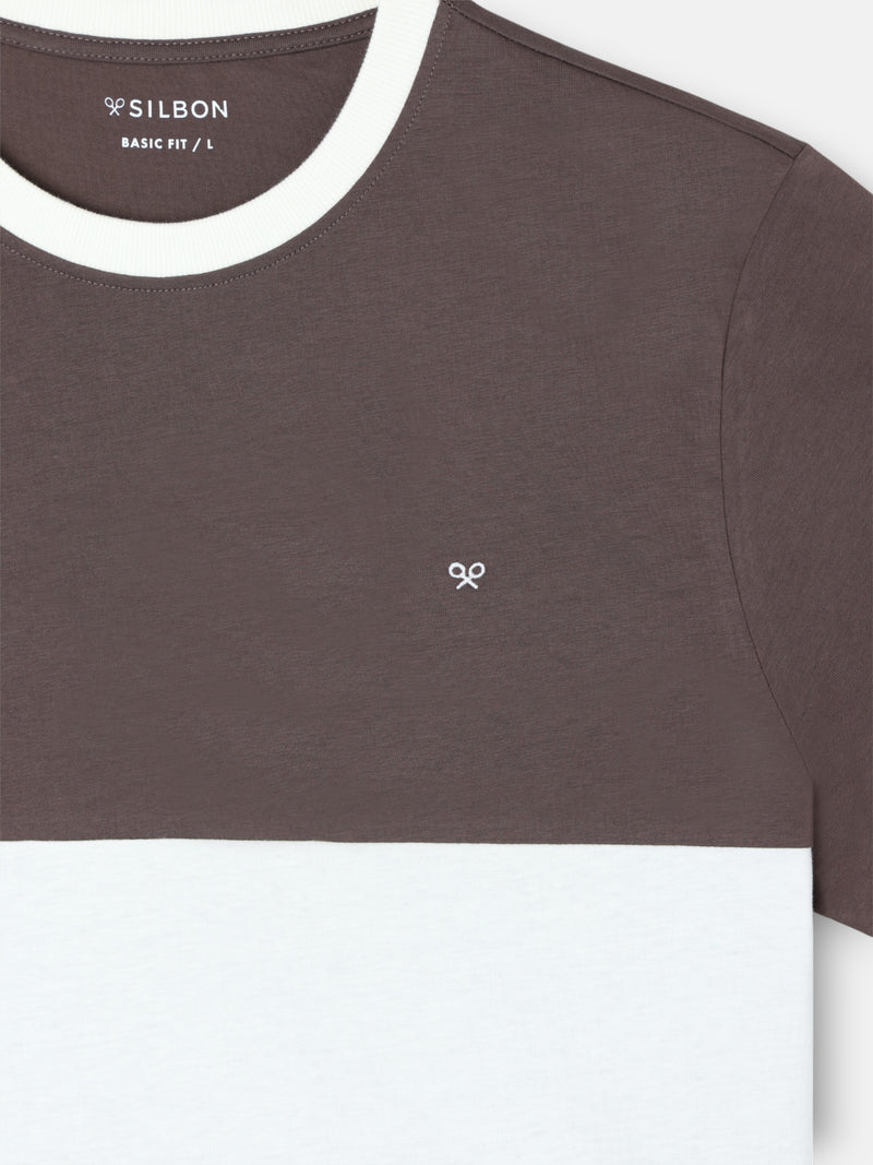 Horizontal stripe cruise t-shirt brown
