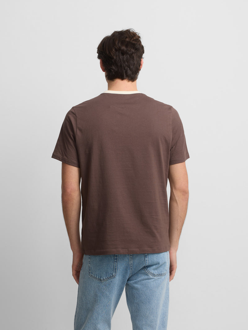 Horizontal stripe cruise t-shirt brown
