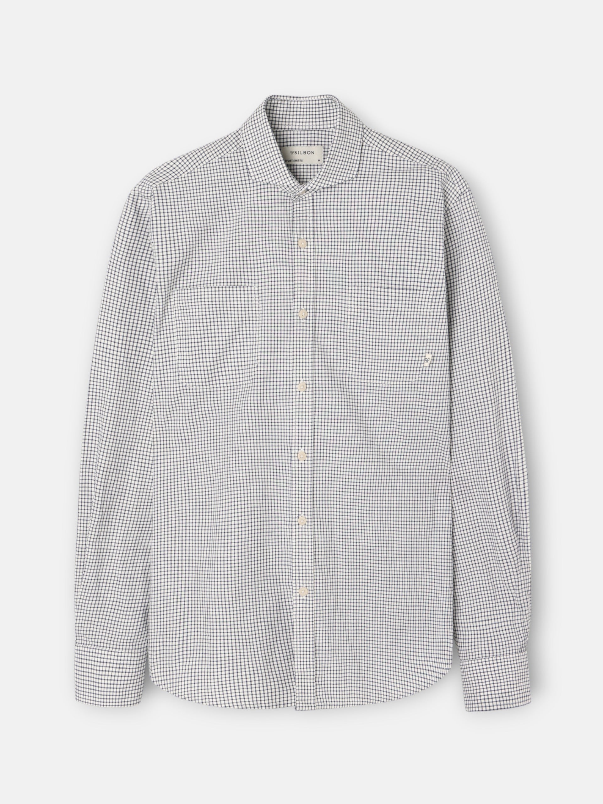 Chemise de croisière bleu marine à carreaux avec poches