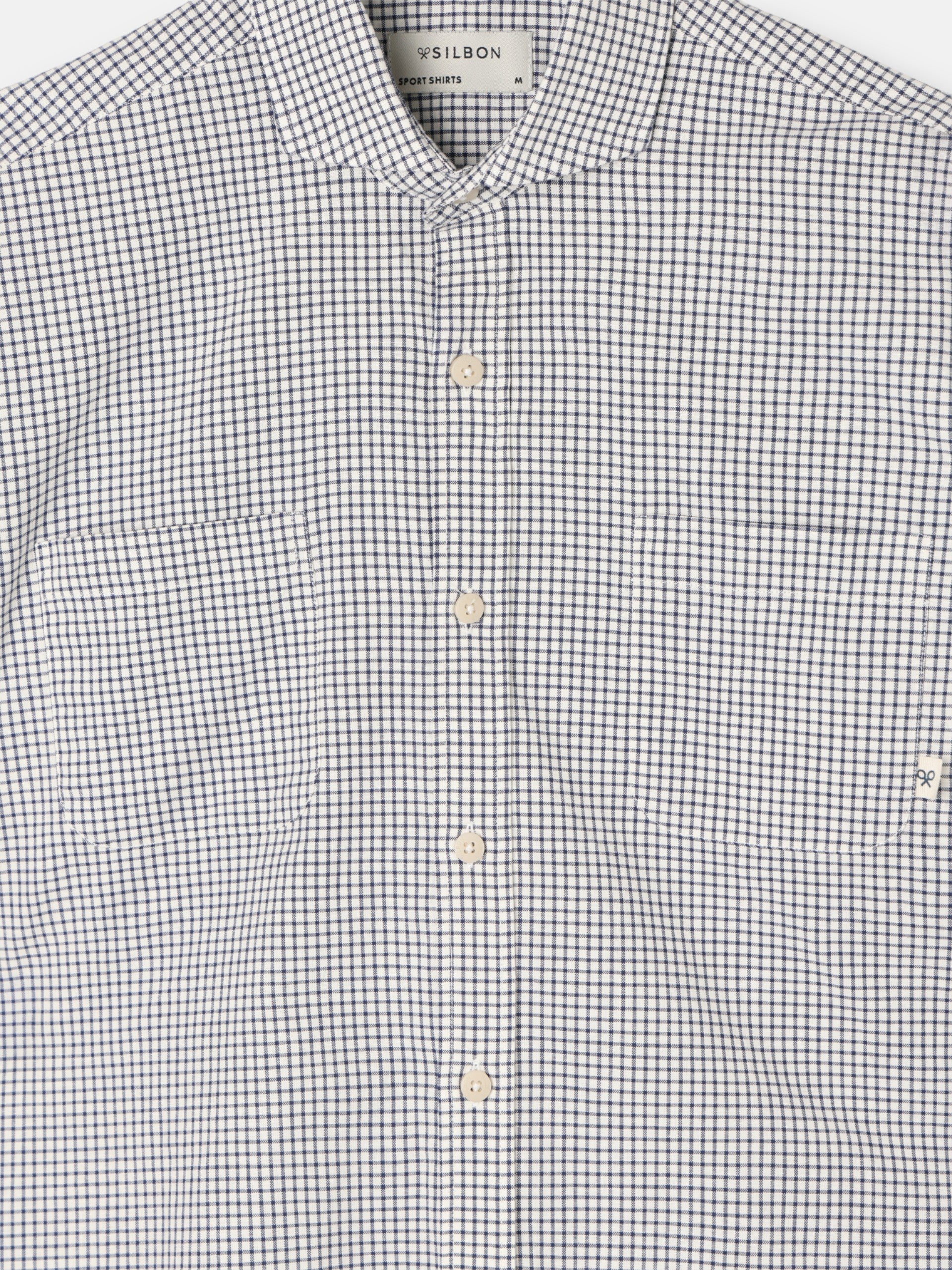 Chemise de croisière bleu marine à carreaux avec poches