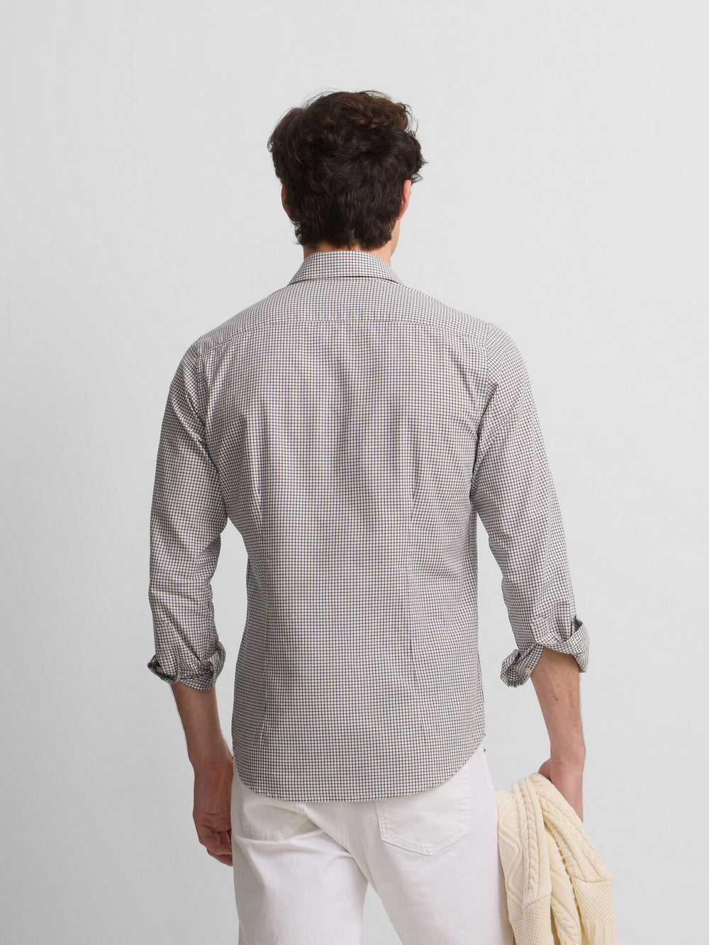 Chemise de croisière bleu marine à carreaux avec poches