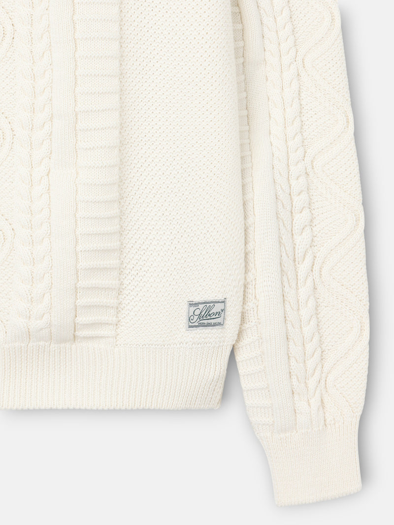 Cruise cream cable knit sweater with patch